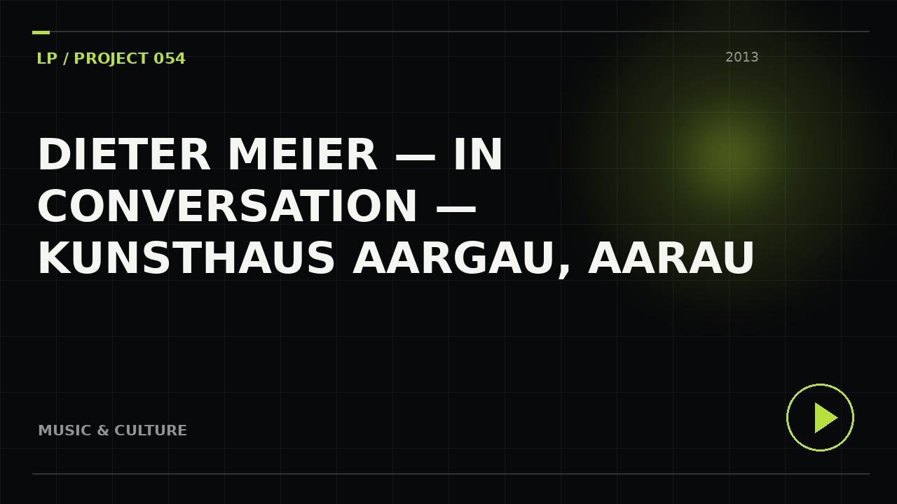 Dieter Meier — in Conversation — Kunsthaus Aargau, Aarau